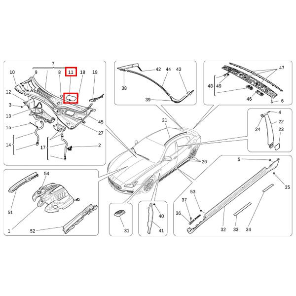 For Maserati Ghibli 3.0 M157 2015 LHD Windshield Scraper Decorative Cover Front Left OEM 670013428