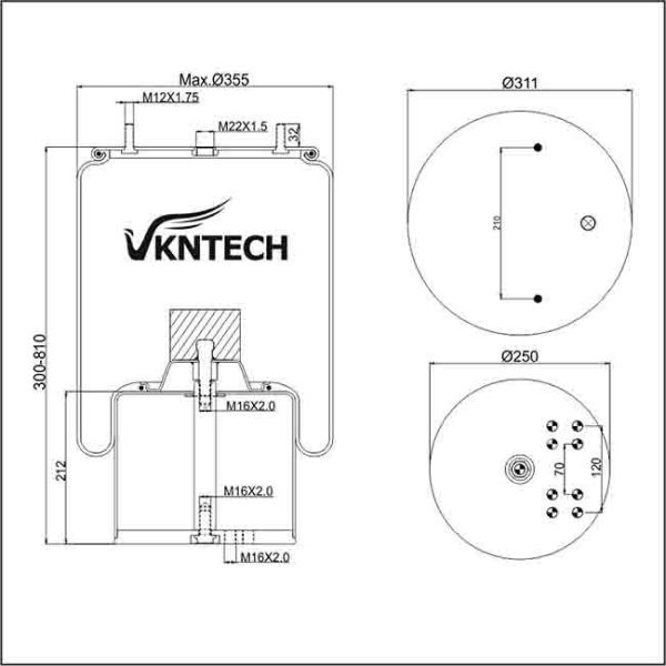 S20228 Trailer Air Springs 1R12-563 Goodyear Air Ride Bags For OEM Piston