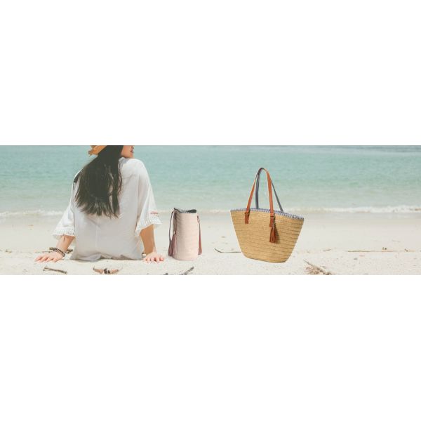 Hand-woven Beach Bag Raffia Crochet Messenger Shoulder Bag Summer Vacation Straw Bag Manufacturers Natural Straw Paper Tote Bag Women Open Fashionable Raffia Crochet Handbags for Beach with Custom