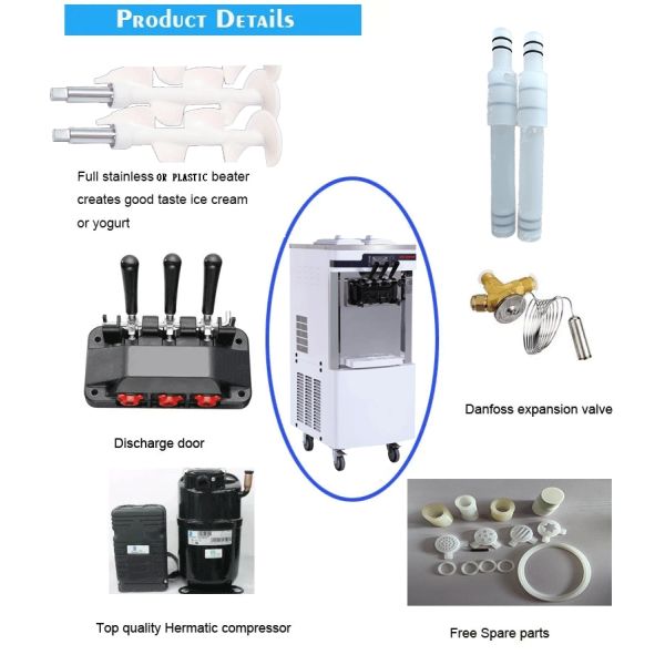 Outdoor Sale Automatic Commercial Stainless Steel Soft Serve Ice Cream Machine with Three Flavors