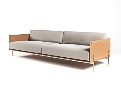 3 Backrest Cushions Modern Upholstered Sofa Whiskey With AM Printed Logo