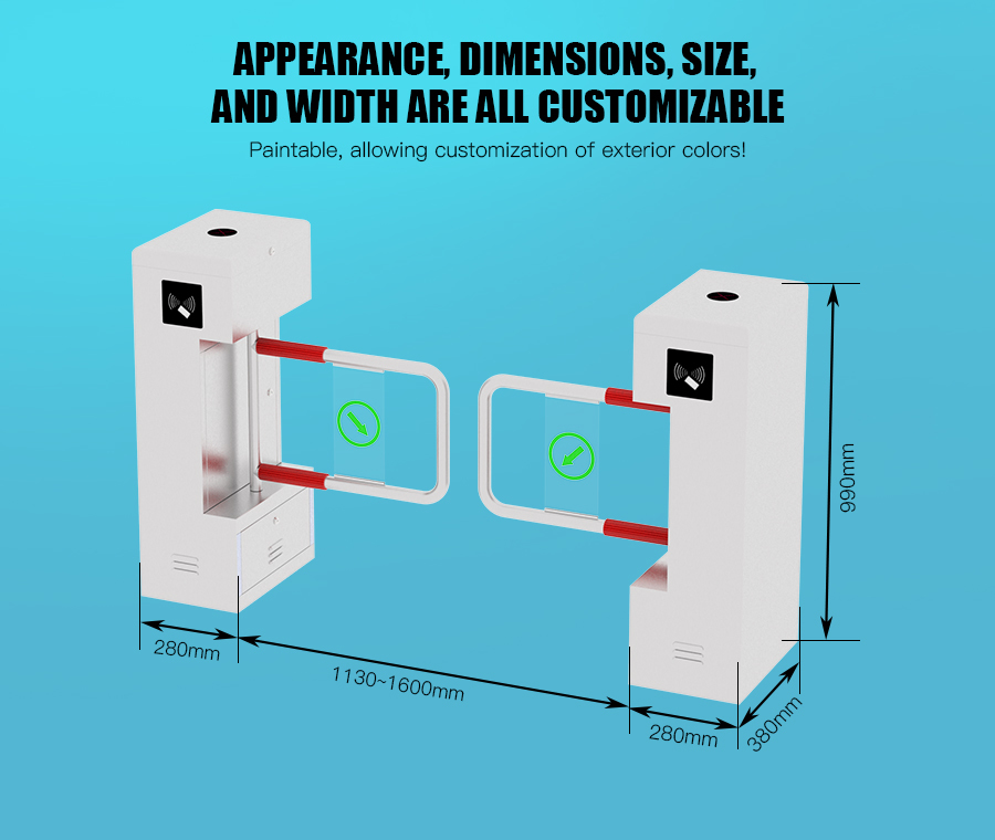 HCW Biometric Face Recognition Turntile Автоматический 3s Пешеходный охранный поворотник