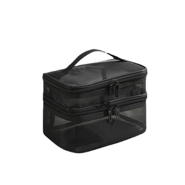 NEW GAUZE MAKEUP BAG LARGE CAPACITY TRAVEL SIMPLE PORTABLE TOILETRY BAG DOUBLE LAYER PORTABLE COSMETIC STORAGE BAG