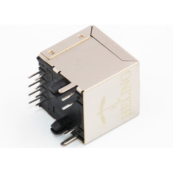 Gold Plating Contact Terminal Shielded SMT RJ45 Connector R / A 50 U Single Port