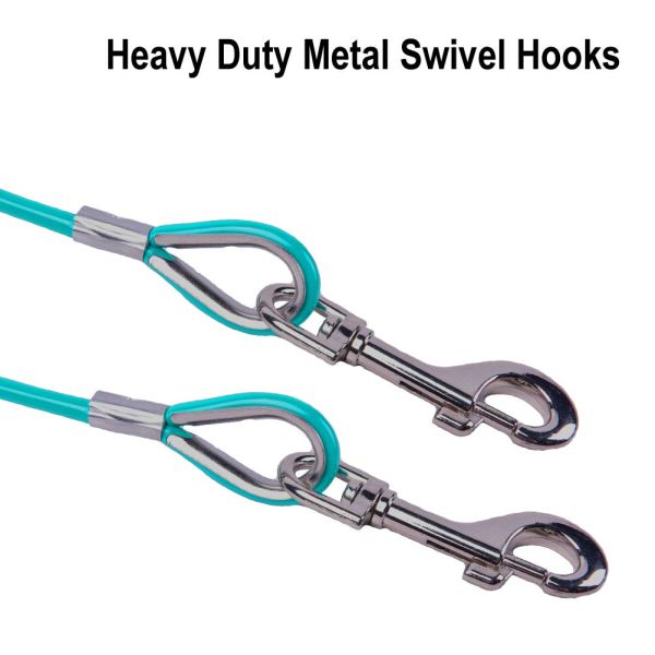 10ft Tie Out Cable Waterproof Dog Leash Galvanized Steel Wire Rope With PVC Coating