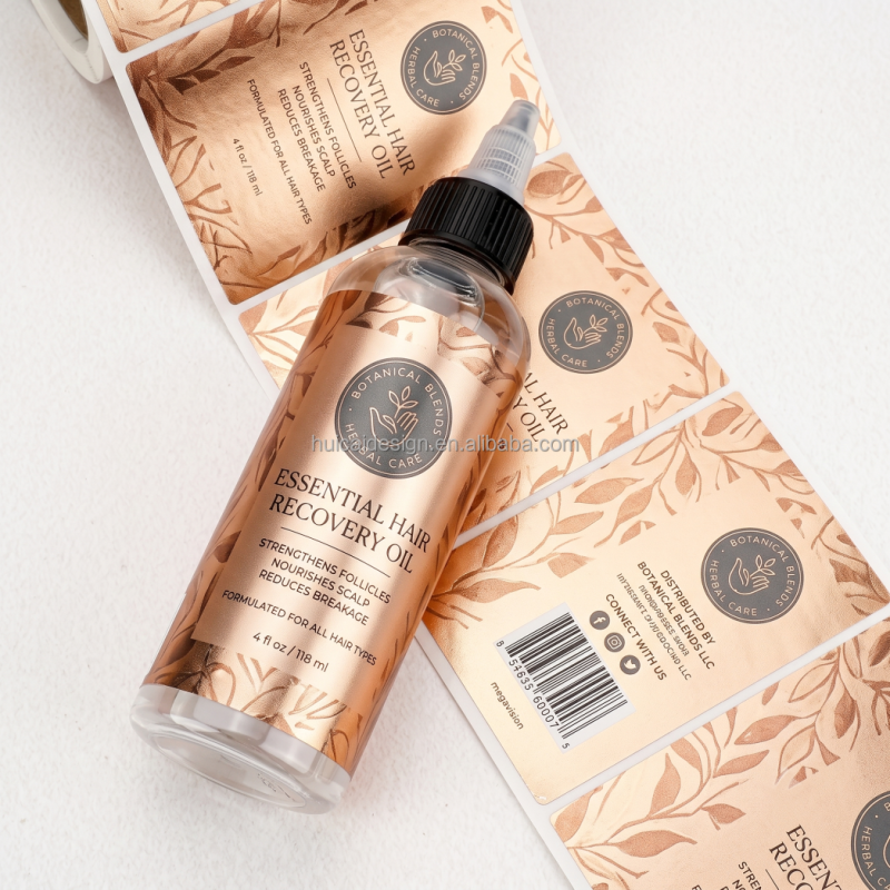 Customized Label Waterproof Hair Growth Oil Bottles Adhesive Private Logo Printed Labels Stickers for Hair Oil Bottles
