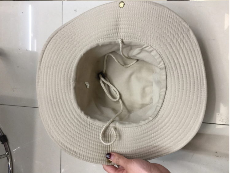 Custom Broad Brimmed Hat Embroidery Cotton Double Brims Bucket Cap Pressing Line