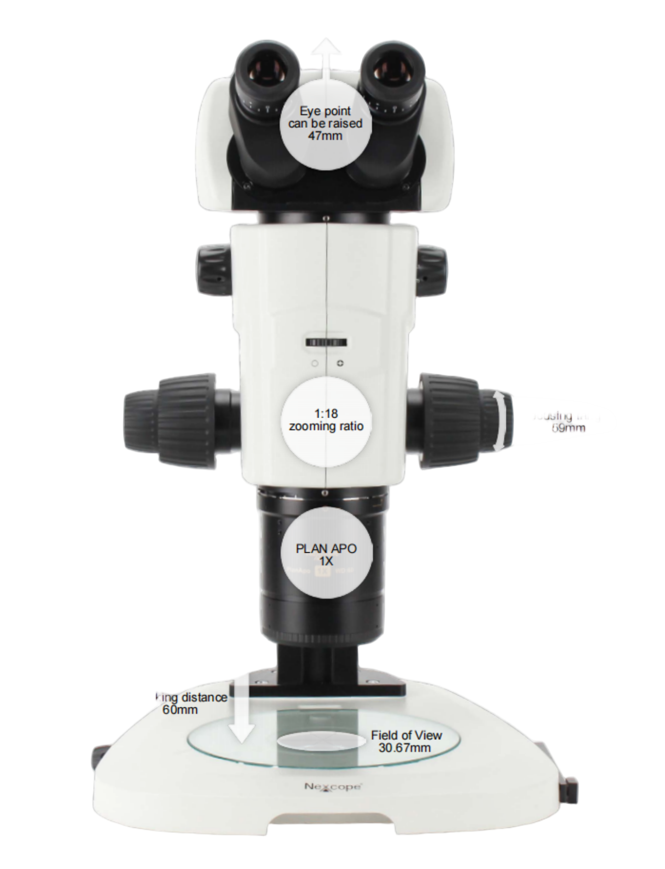 Manufacturer High NA 1:18 Zoom Parallel Stereo Microscope for Life Science Research CE FCC MSS-M-OTA929