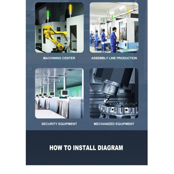 Lampe tour d'avertissement LED 24V avec 80lm/W, angle de faisceau de 360° et clignotement multicolore