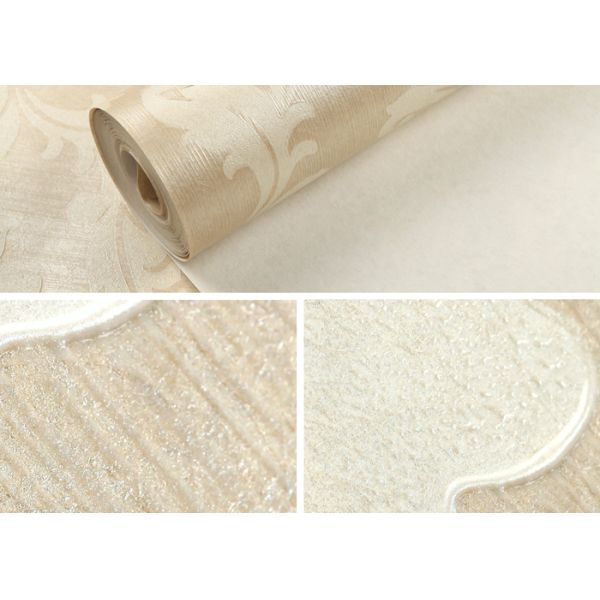 Golden Damask Pattern European Style Wallpaper For Living Room