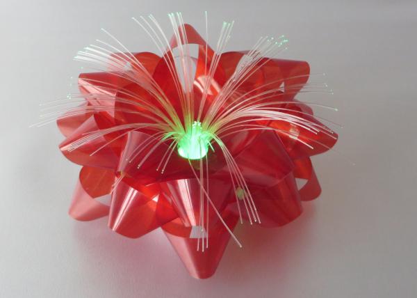 Iridescent film Optical Fiber LED Ribbon Bow , 3.75 Lighting LED Gift Bow