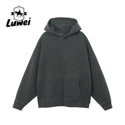 Sublimação de alta qualidade Slim Fit Peso pesado Fluffy Preto Algodão puro 420g Lavado Retro Grossa Crop Top Hoodie