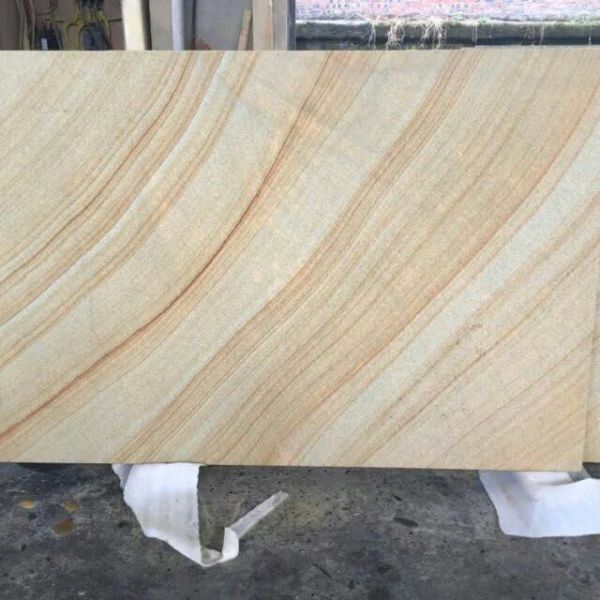 Wooden vein Sandstone natural sawn cut bushhammered honed tile slabs