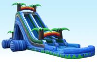 diapositiva salvaje del chapoteo de los 24Ft, diapositiva doble inflable del carril de la selva azul del acantilado