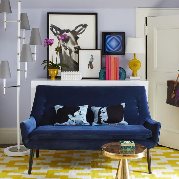 Dark Blue Fabric Upholstery Sofa , Modern Fabric Sofa European Style
