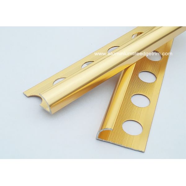 Anodized Polished Bronze Metal Ceramic Tile Edge Trim With Round Edge