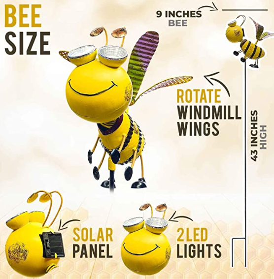 Waterproof 4.3 Inch Bee Solar Garden Lights