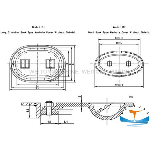 Manhole Marine Hatch Cover Flush Type Xcellent Watertightness With Bolts