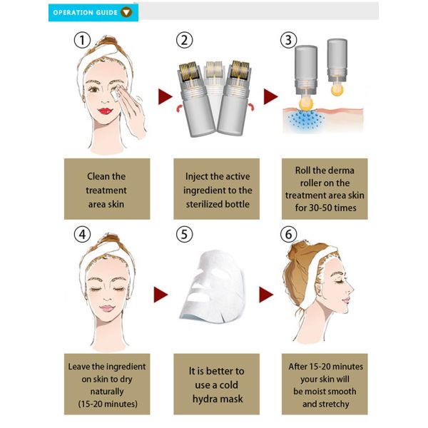 CE Approved Microneedle Titanium Derma Roller 64 Gold Tips Hydra Needle