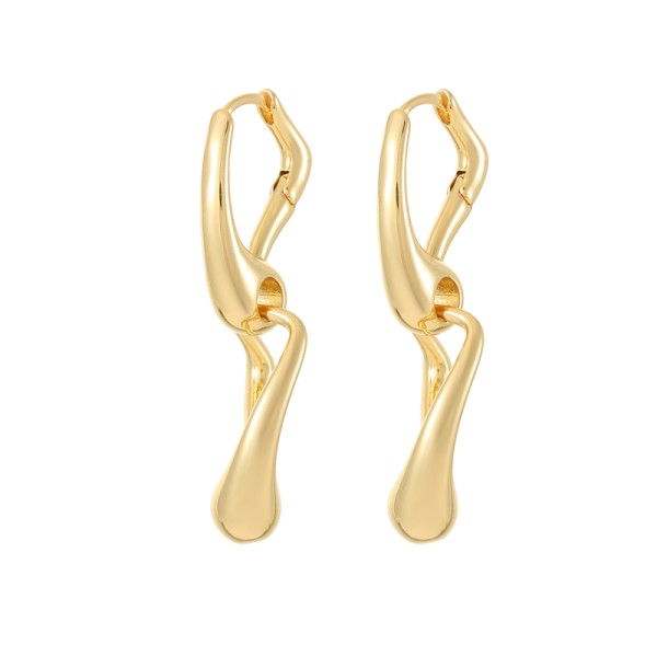Factory Jewelry Wholesale Simple Design Twist Shape Earrings 14K Gold Plated Thick Huggie Hoop Earrings