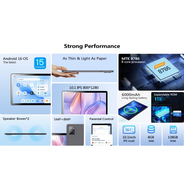 Kinstone 10.1inch Tablet PC 6000mAh 4G LTE Octa-core Incell FHD 6GB+128GB