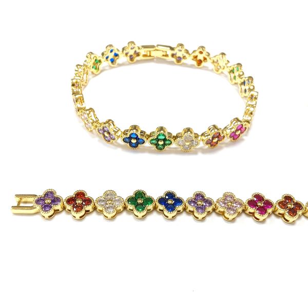 Rainbow Brass Золотой теннисный браслет OEM ODM Кубический цирконий теннисный браслет