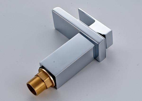 Cold And Hot Water Chrome Bathroom Faucet ROVATE With Rectangular Spout