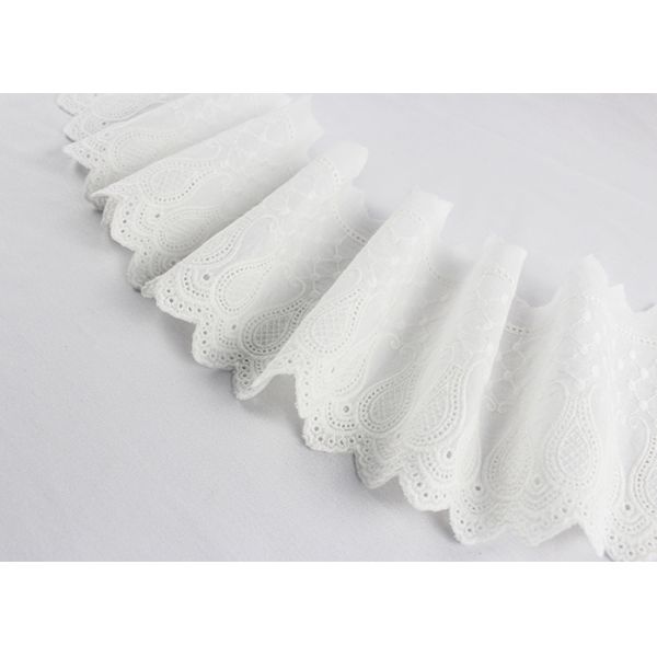 Белая квартира вышила картине цветка ленты шнурка хлопка для ширины 12,5 см платья зимы