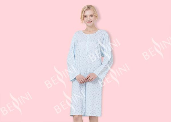 Latest Women'S Long Sleeve Nightgowns , Ladies Night Wear Dress Breathable