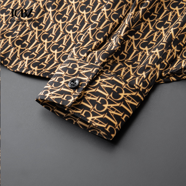 Осенняя неформальная мода длинные рукава на заказ Большая рубашка логотип печать для мужчин дизайнер