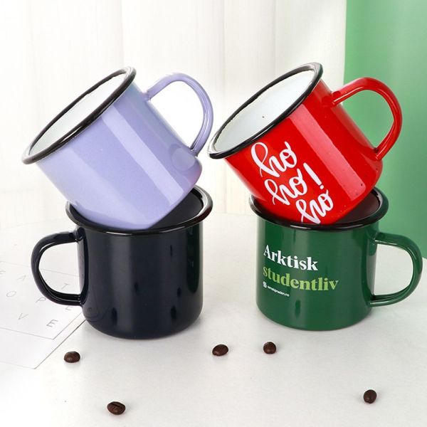 Customized Color Vintage Style Enamel Mugs Outgoing Camping Coffee Mug Multi Colors