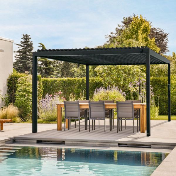 Steel Frame AJUNION 16X10 Metal Pergola for Louvered Roof Garden Outdoor Bioclimatic