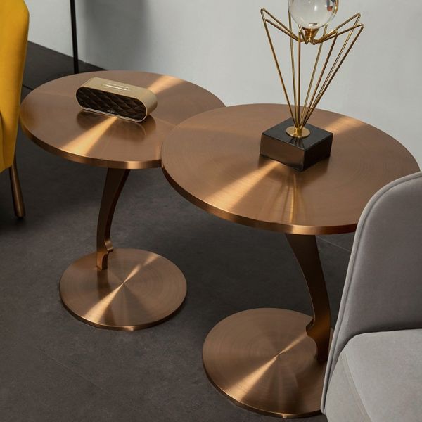 Class Brushed Brass Stainless Steel Side Table Small Round Table Coffee Table