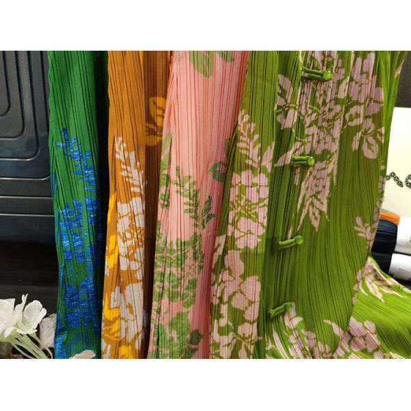 Original Design Pleated Chinese Style Disc Half Skirt 2024 Printed Pleated Skirt Wrap Slit Summer Skirt