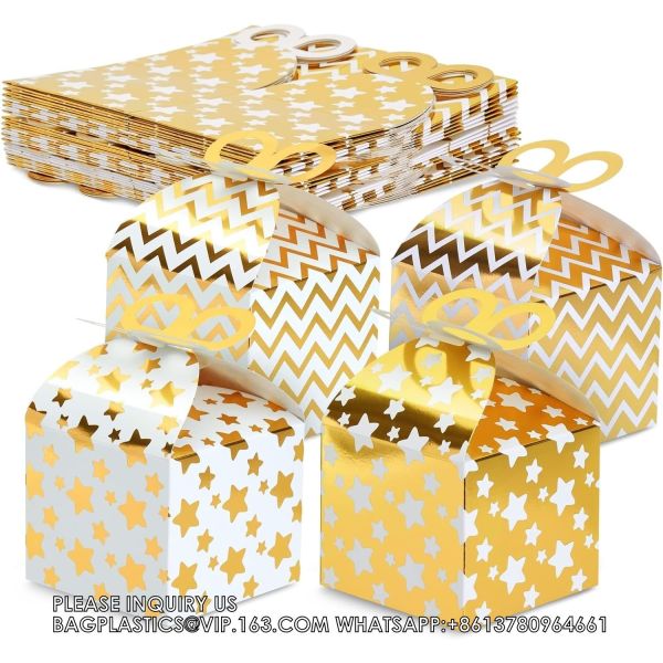 Boxes For Party Favors, Birthday, Wedding, Anniversaries, Valentines, Engagement, Gold Foil Ornament Gift Boxes