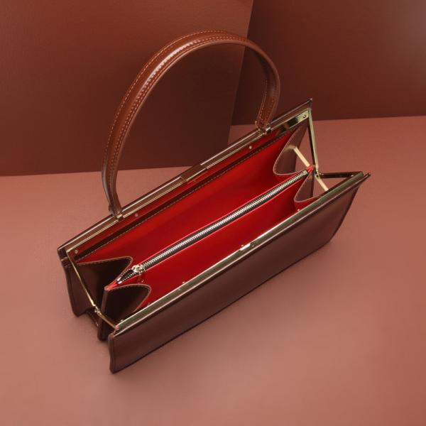 Real Leather Handbags Briefcase For Women Brown Genuine Leather Retro Handbag