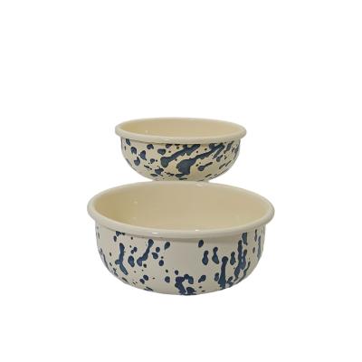 Multi-size Enamel Splatter Rice Bowl Carbon Steel Food Container Speckle Enamel Tableware