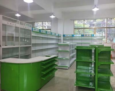 Durable Metallic Medicine Display Racks Wall Side 900x320x2000mm Size
