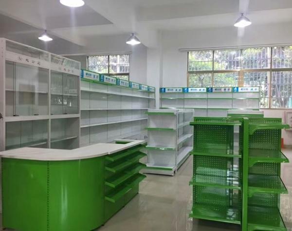 Durable Metallic Medicine Display Racks Wall Side 900x320x2000mm Size