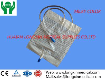 disposable adult urine drainage bag with pull-push type valve ,white color 2000ml