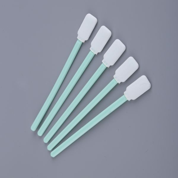 Sterile Rectangular Microfiber Swab with Green PP Stick for Printer Cleaning