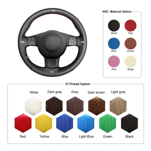 Seat Leon Mk2 Ibiza 6L 2006 2007 2008 Custom Steering Wheel Cover with and Sewing Tool