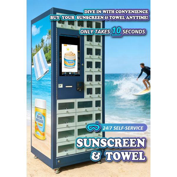 Surfing Locker Vending Machine for Towels and Sunscreen — 24/7 Self-Service Retail for Beaches and Outdoor Venues