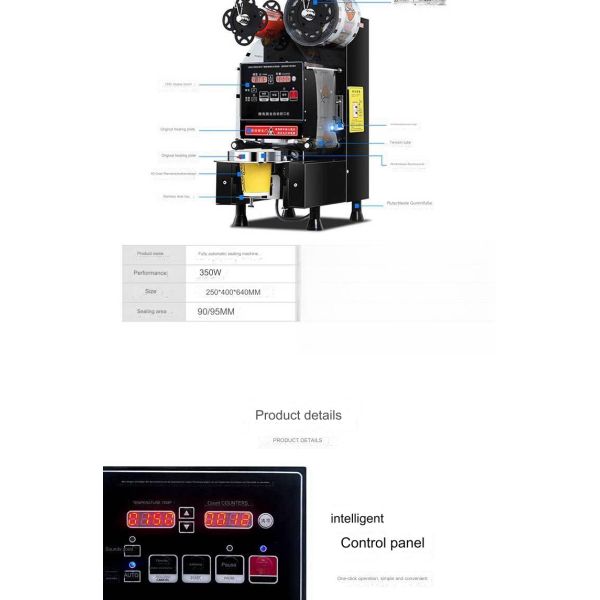 Production Capacity 400-600 Cups/H Electric Cup Sealing Machine for Bubble Tea Sealing