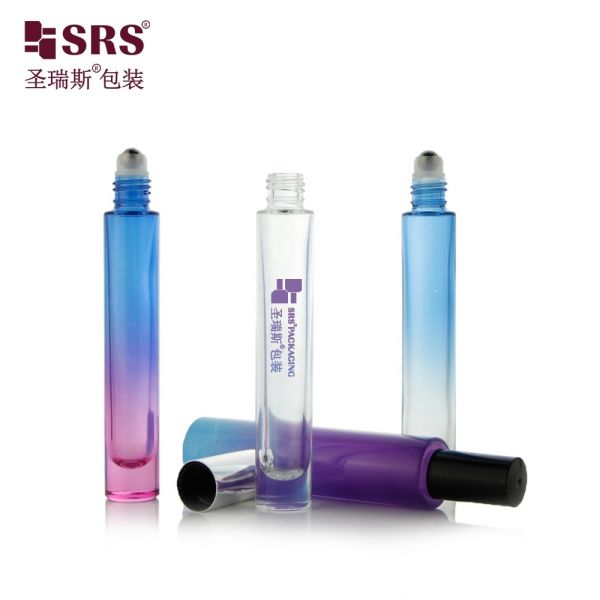 10ml 15ml Slim Round Cylinder Heavy Wall Thick Bottom Customized Glass Roll On Roller Bottle for Essential Oil and Perfume
