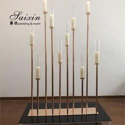 10 Braços Revestidos de Ouro Candelabro Porta-Candas Candelabro em pé 1m Base 180cm