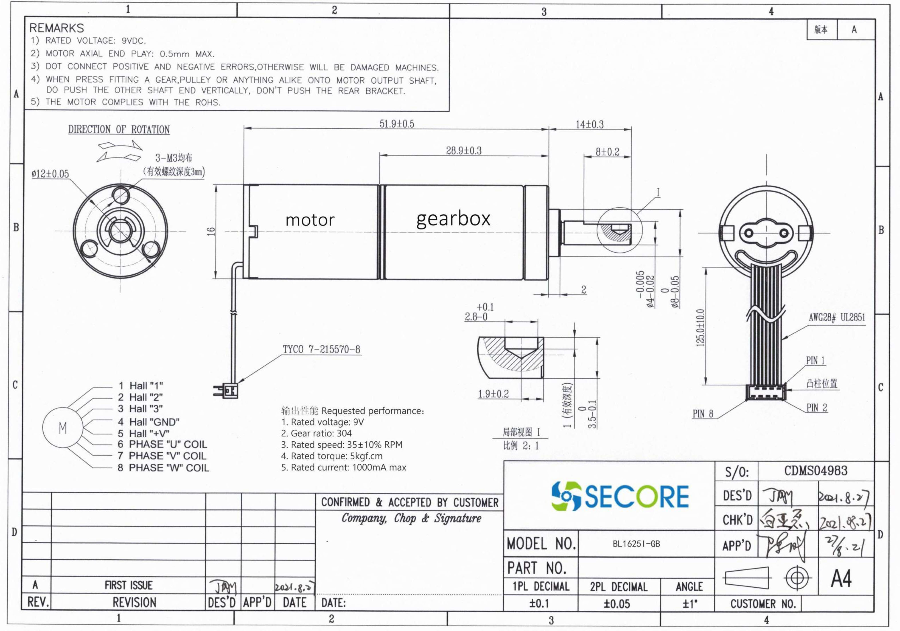 безщеточная станция BLDC Coreless мотора 5G шестерни 600mA с редуктором