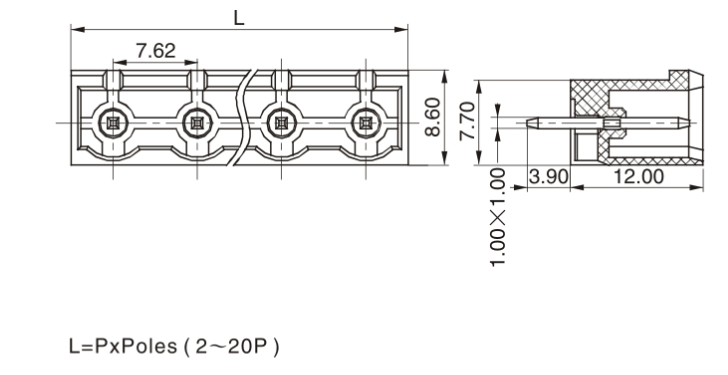 Green Terminal Block Connector Pluggable 1*13P PA66 SN Plated DIP Wafer H15.9mm