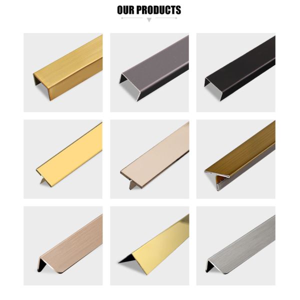 Decorative 304 316 430SS Stainless Steel Tile Trim Strip Mirror Finish PVD Coated