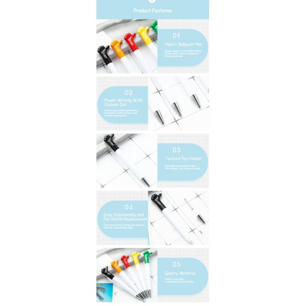 Promotion stylo à bille en plastique 1.0 mm dessin animé pouce geste cadeau stylo à bille
